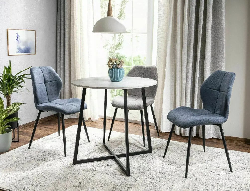 Masa rotunda de dining cu blat in decor marmura LUNA 90x90