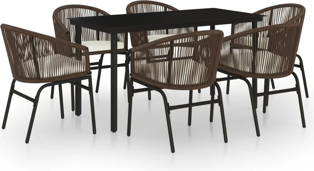 vidaXL Set de mobilier pentru grădină, 7 piese, maro