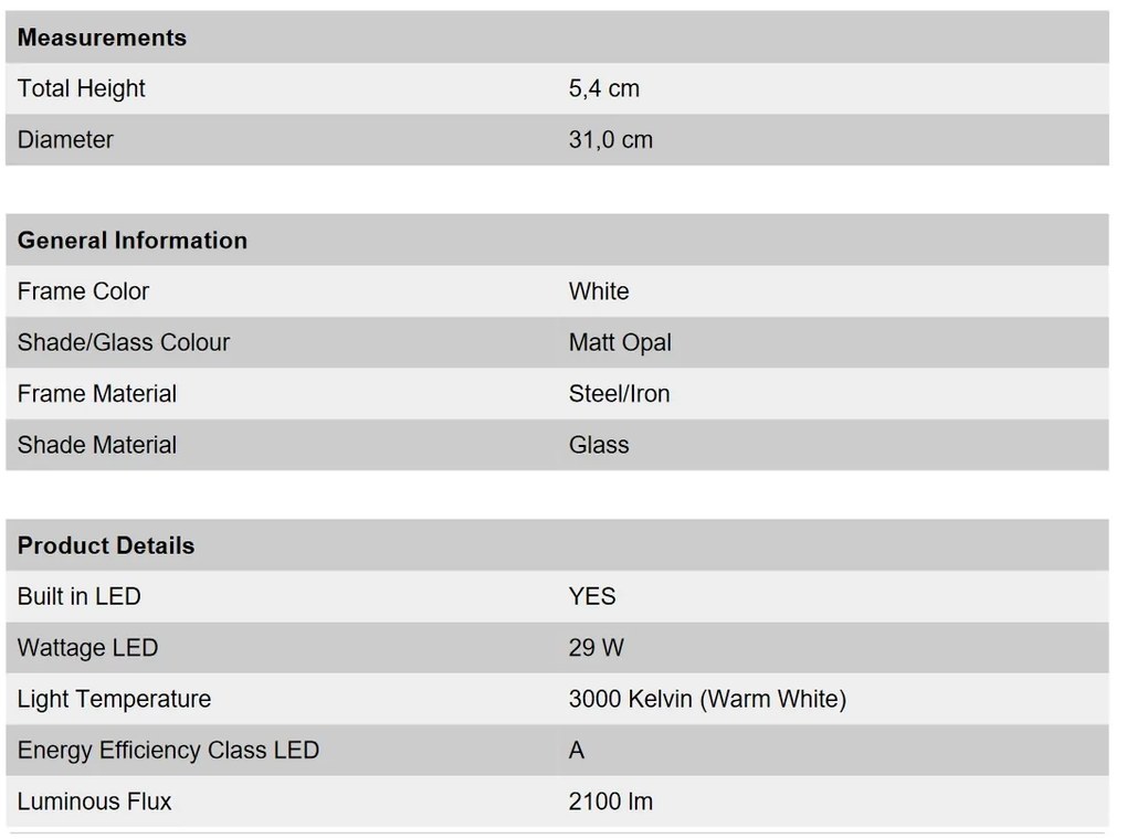 Plafoniera LED moderna LEROX 30cm alba