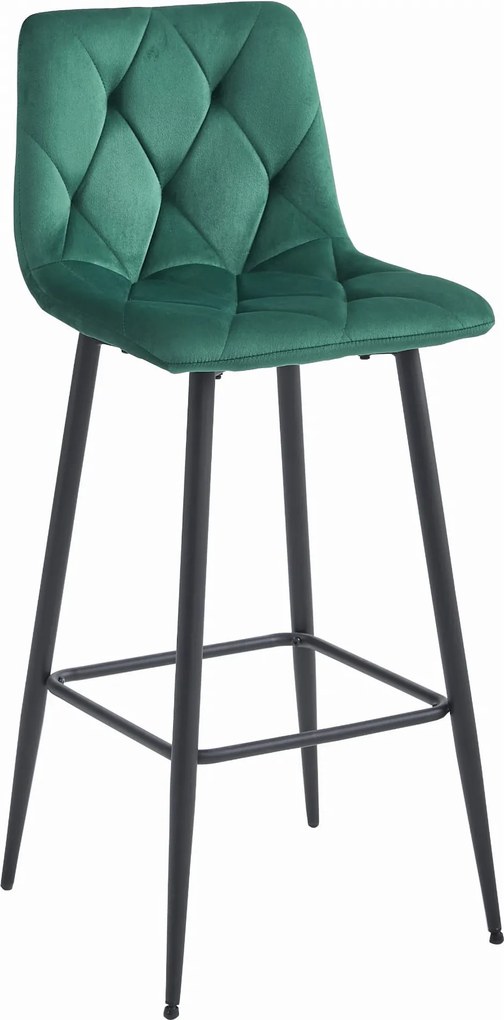 OFERTA Scaun de bar verde inchis NADO VELVET cu picioare negre Calitatea a II-a