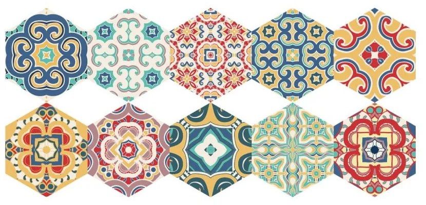Set 10 autocolante de podea Ambiance Hexagons Lorena, 40 x 90 cm