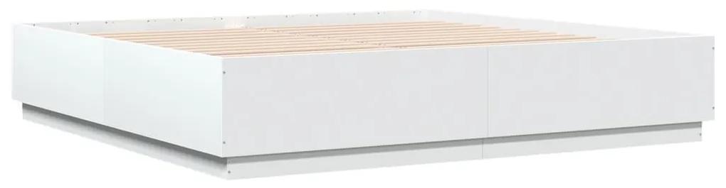 3209674 vidaXL Cadru de pat, alb, 200x200 cm, lemn prelucrat