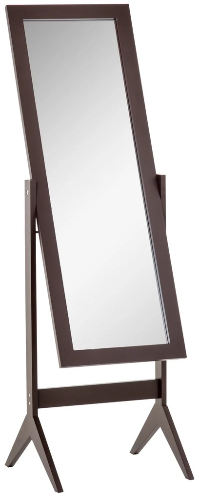 HOMCOM Oglindă pe Podea Oglindă Mare Inclinabilă pentru Dressing Camera dim. 47L x 46l x 148H cm din Lemn Maro Închis | Aosom Romania