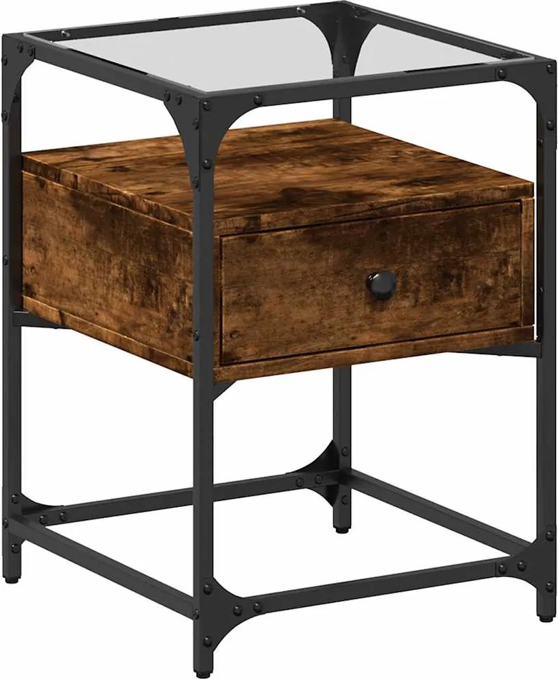 vidaXL Noptieră, stejar fumuriu, 40x40x55 cm, lemn compozit