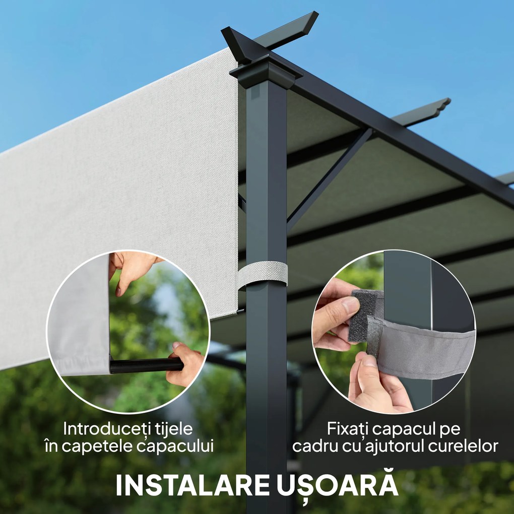 Outsunny 2 Bucăți Husă de Schimb pentru Pergolă, Protecție UV, Ușor de Montat, pentru Pergolă 3x3 m, Gri | Aosom Romania