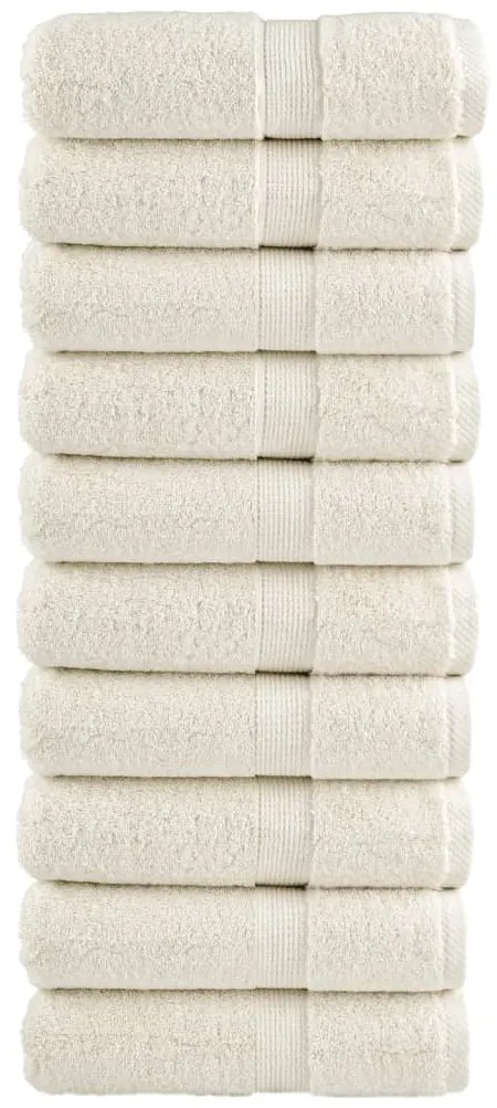 vidaXL Prosoape de baie premium SOLUND, 10 buc., crem, 30x30 cm, 600 g/m²