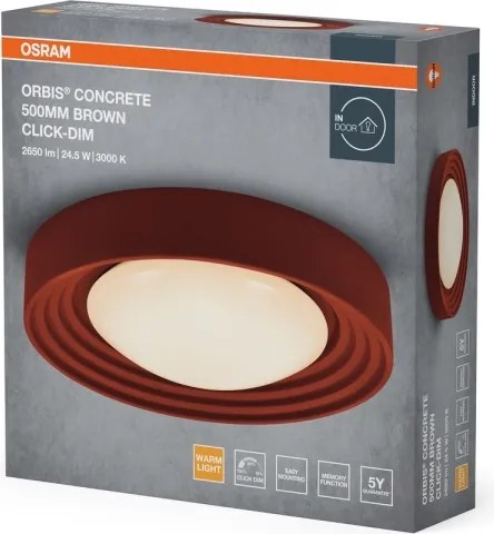 Plafonieră LED Osram ORBIS CONCRETE, dimmabilă, 24,5W/230V, Ø50 cm, maro/beton