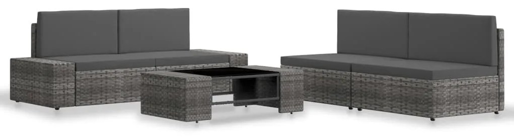 vidaXL Set mobilier de grădină, 5 piese, gri, poliratan