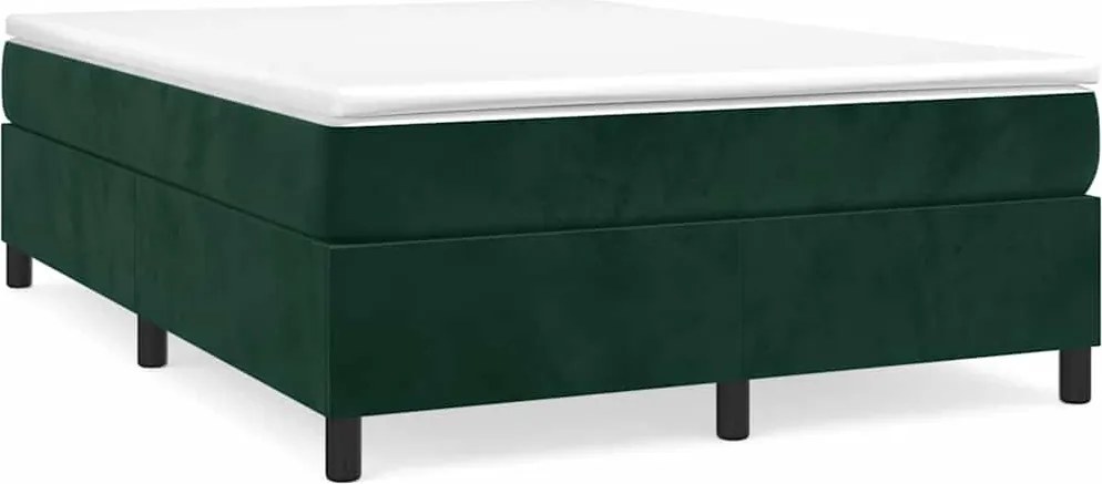 vidaXL Cadru de pat cu arcuri, verde închis, 140x190 cm, catifea