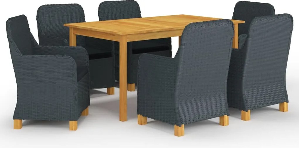 vidaXL Set mobilier de grădină, 7 piese, gri închis