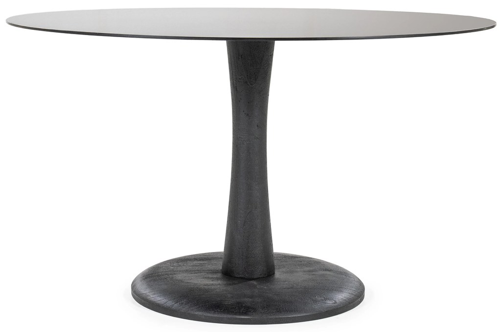Masa dining din lemn de mango si sticla Boogie 130x130x76 cm neagra