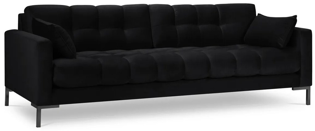 Canapea 4 locuri, Mamaia, Micadoni Home, BL, 217x92x75 cm, catifea, negru