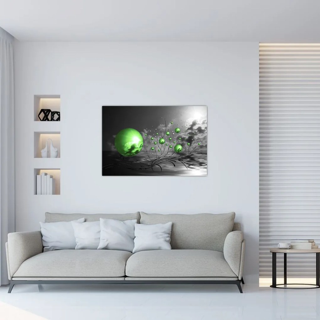 Tabloul bilelor verzi abstracte (90x60 cm)