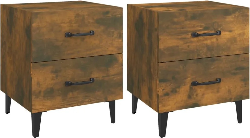 vidaXL Noptiere, 2 buc., stejar fumuriu, 40x35x47,5 cm