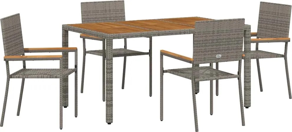 vidaXL Set de masă pentru grădină 5 pcs Gri poliratan