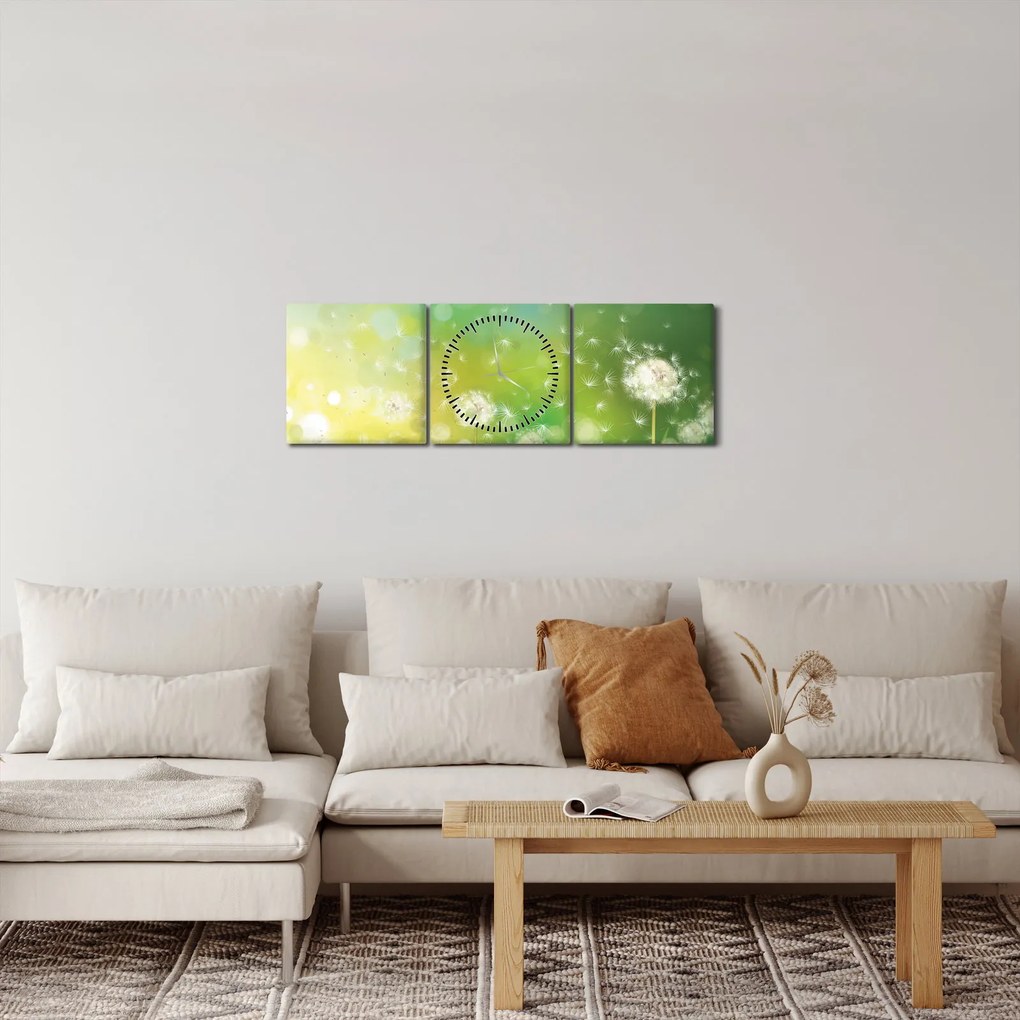 Tablou - Păpădie înflorită (cu ceas) (90x30 cm)