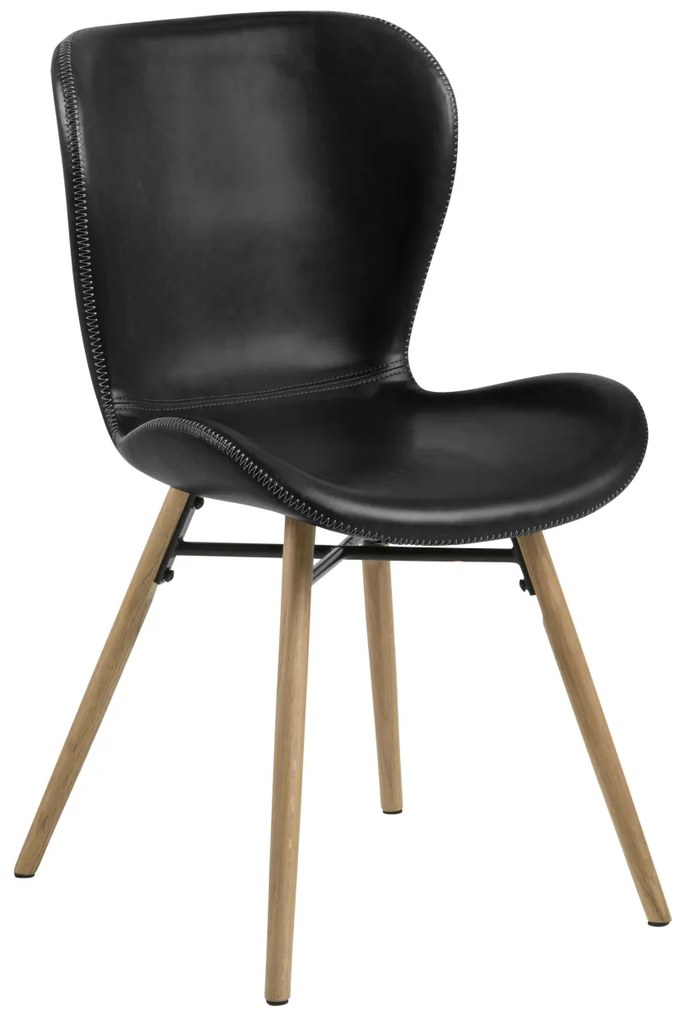ACTONA BATILDA A1 Piele ecologică negre/picioare stejar natural - SCAUN MODERN PENTRU LIVING/SUFRAGERIE/BUCĂTĂRIE/BIROU