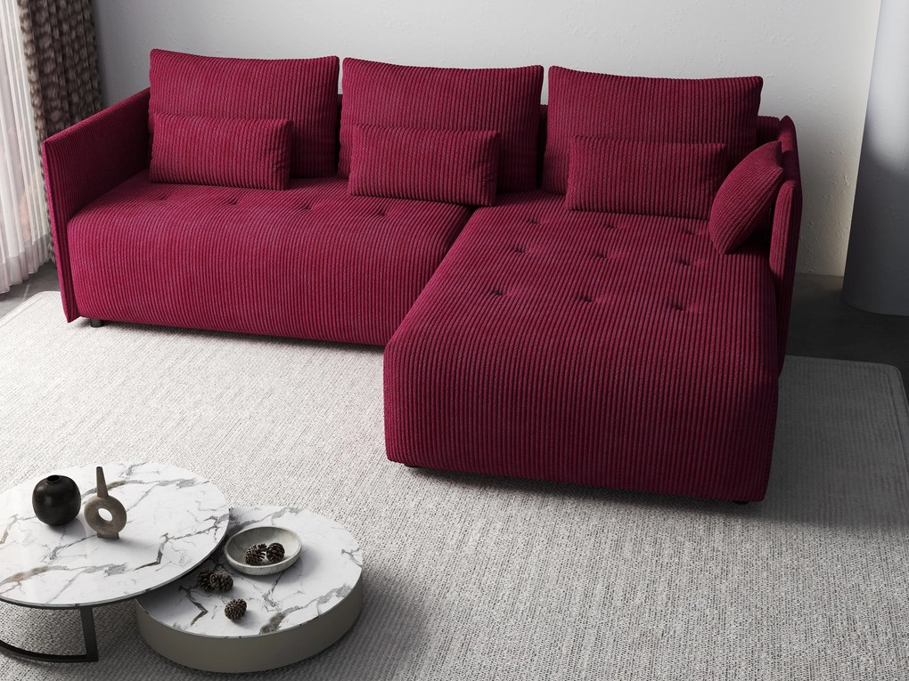 Colțar extensibil dumonde cu ladă de depozitare si sezut confortabil din spuma high-density, Malta Zoom Red II 235x185 cm