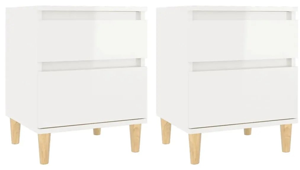 821831 vidaXL Noptiere, 2 buc., alb extralucios, 40x35x50 cm
