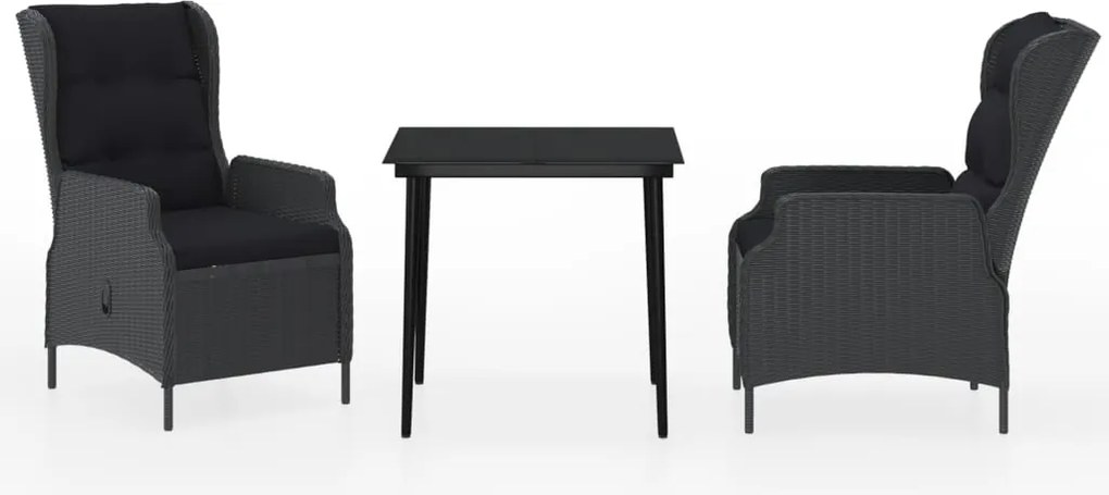 vidaXL Set de mobilier pentru grădină, 3 piese, gri închis