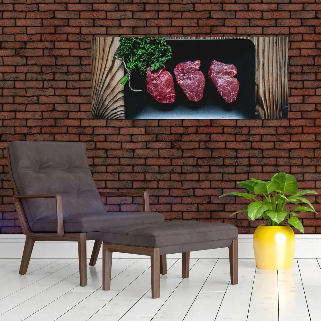 Tablou cu carne pe farfurie (120x50 cm)