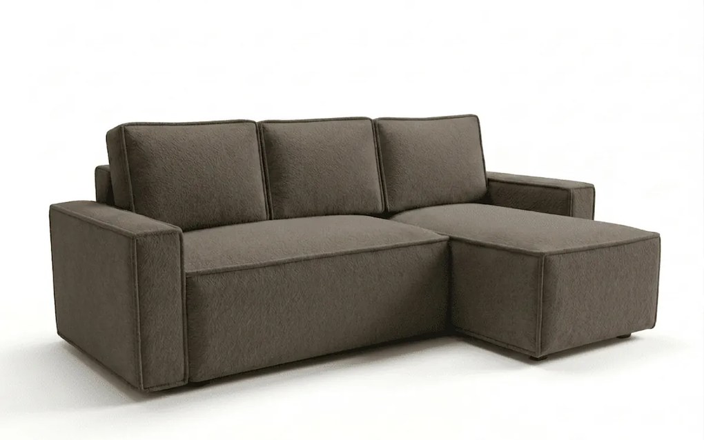 Canapea extensibila de colt SMART BOUCLE, gri-maro, reversibila, 232x143 cm