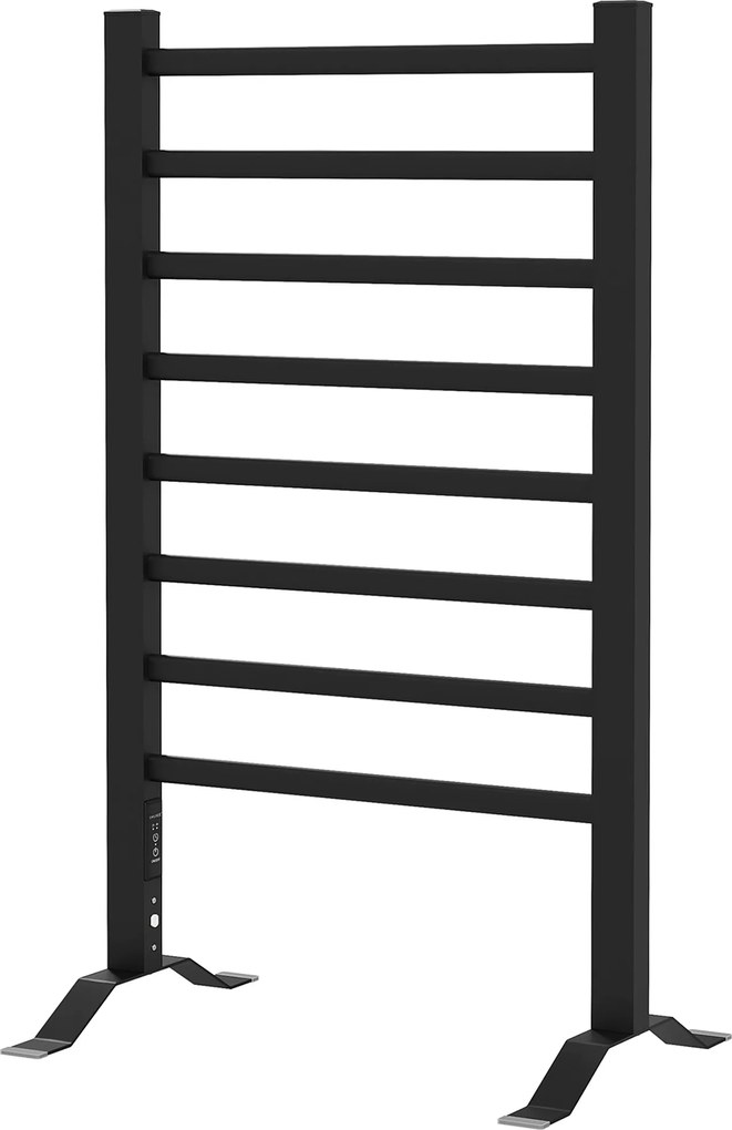 HOMCOM Uscător Electric de Prosoape, Cuier Încălzit cu 8 Bare și Temporizator de 2 sau 4 Ore, 53x35x90 cm, Negru | Aosom Romania