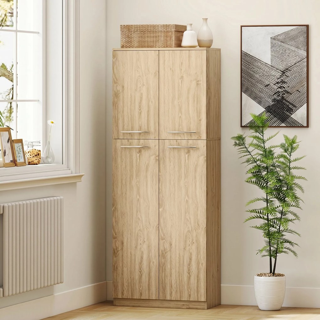 HOMCOM Mobilier de Depozitare cu 2 Dulapuri și Rafturi Reglabile din Lemn Stejar | Aosom Romania