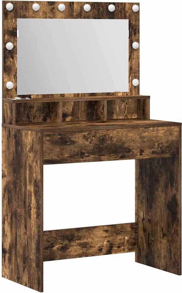 vidaXL Masă de Machiaj Stejar fumuriu 75,5 x 41 x 135 cm Lemn compozit