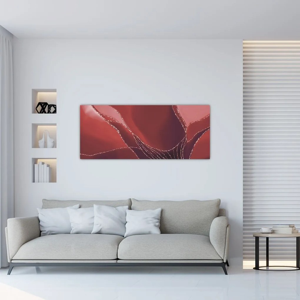 Tablou - Floare abstractă roșie N⁰2 (120x50 cm)