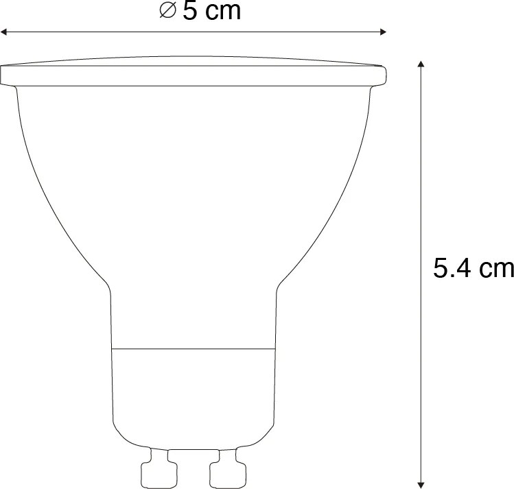 Set de 5 becuri LED GU10 50mm clare 3W 230 lm 2700K