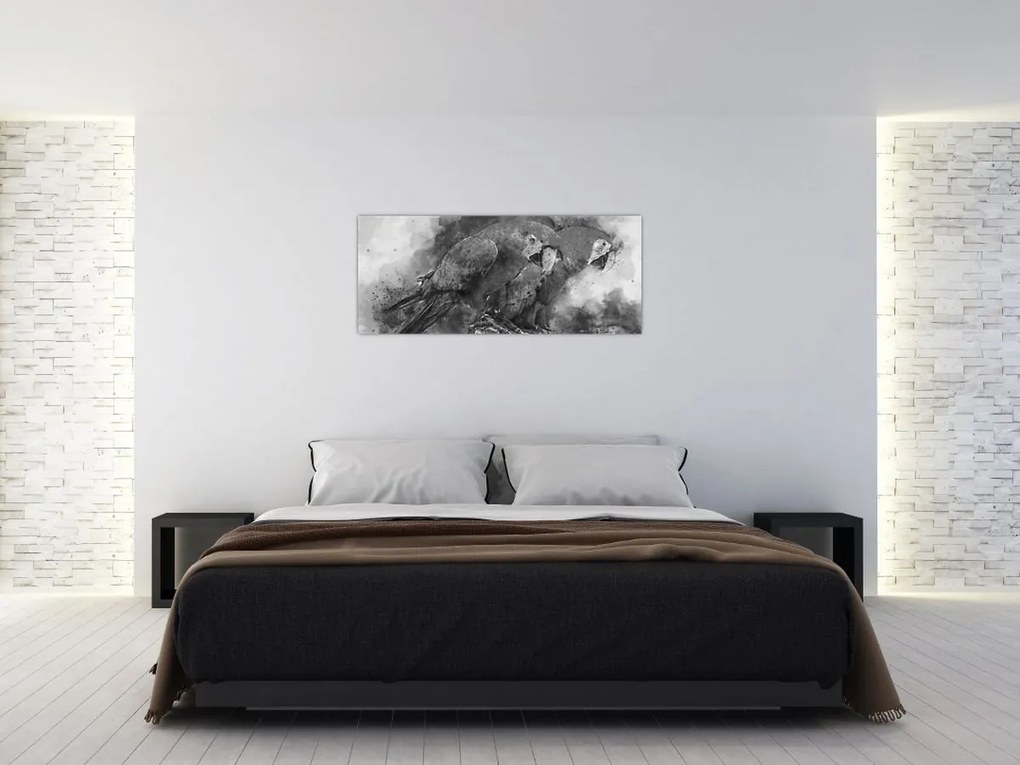 Tablou - Acuarelă papagali (120x50 cm)