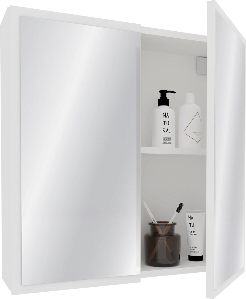 Corp Baie Teno, Suspendat, Alb, cu oglinzi, 60 x 13 x 60 cm