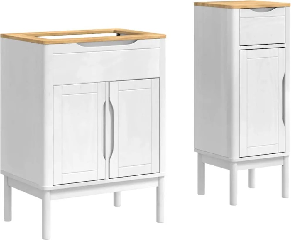 vidaXL Set de mobilier pentru baie FLORO 2 pcs Alb Lemn de pin masiv