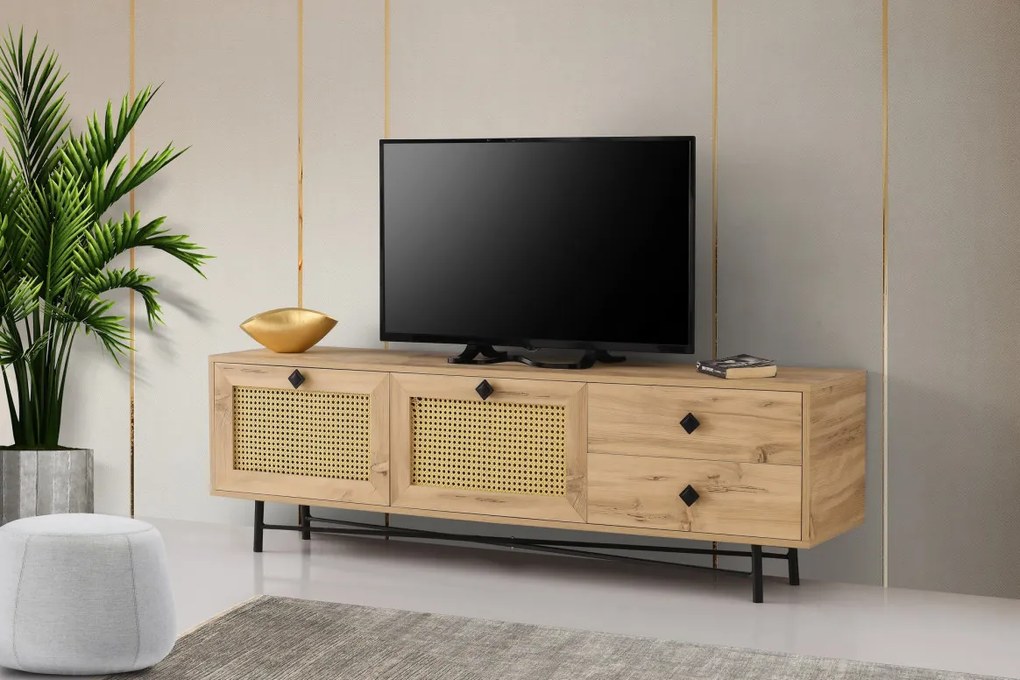 Comoda TV Hapsiyas180 Oak-Negru