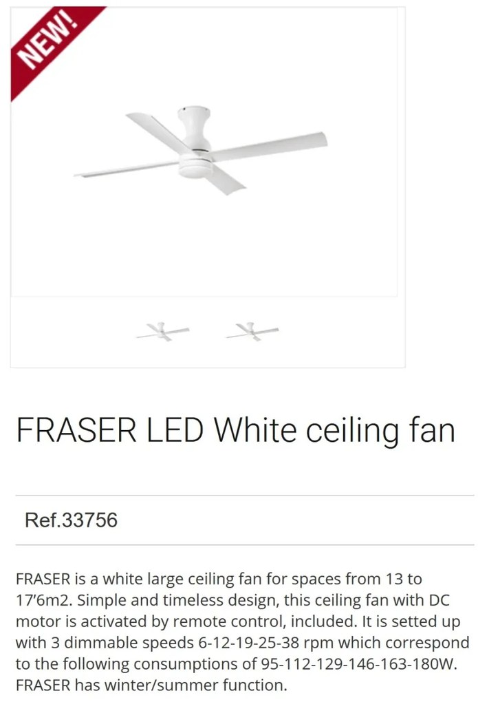 Lustra LED cu Ventilator si telecomanda design modern FRASER alba