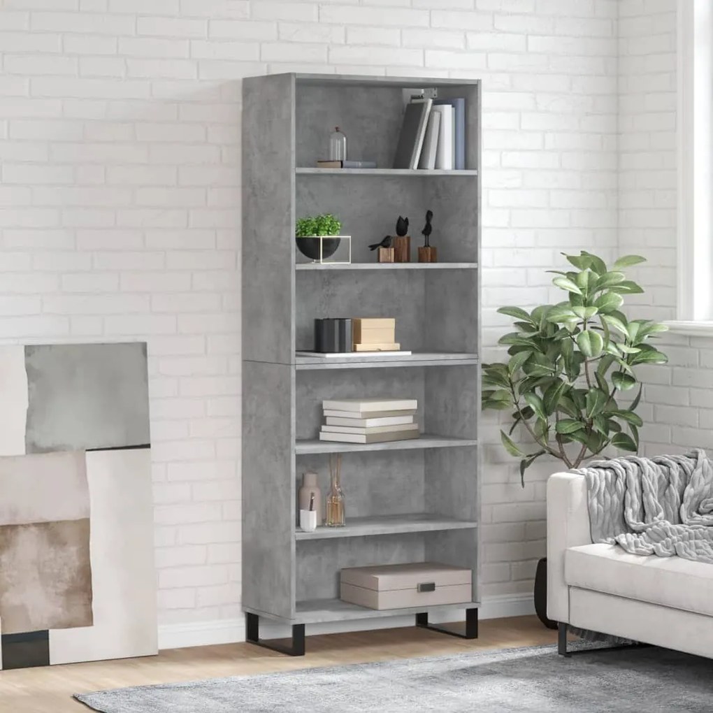 vidaXL Dulap înalt, gri beton, 69,5x32,5x180 cm, lemn compozit