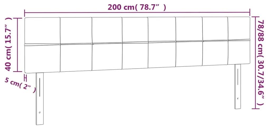 Tablii de pat, 2 buc, maro inchis, 100x5x78 88 cm, textil 2, Maro inchis, 200 x 5 x 78 88 cm