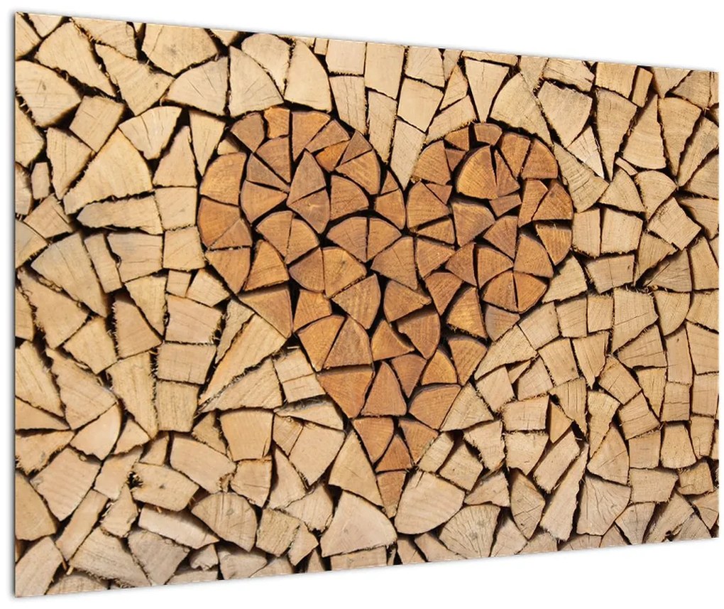 Tablou - Inima din lemn (90x60 cm)