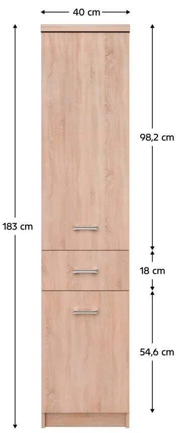 Dulap 2D1S, stejar Sonoma, TOPTY TIP 31