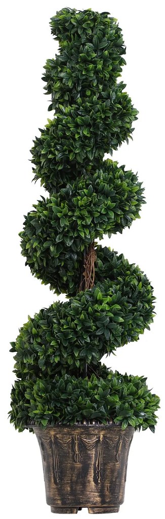 Outsunny Plantă Artificială Decorativă Buxus în Spirală cu Ghiveci Inclus, Ф32x120 cm, Verde | Aosom Romania