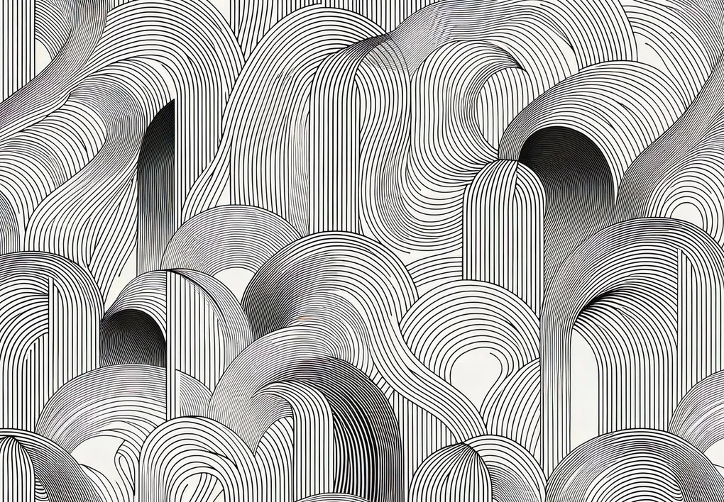 Fototapet - Morman de linii negre (147x102 cm)