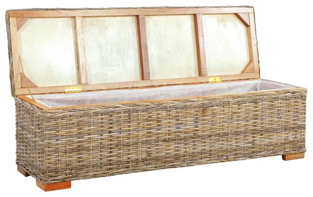 285799 vidaXL Ladă de depozitare, 120 cm, ratan kubu și lemn masiv de mango