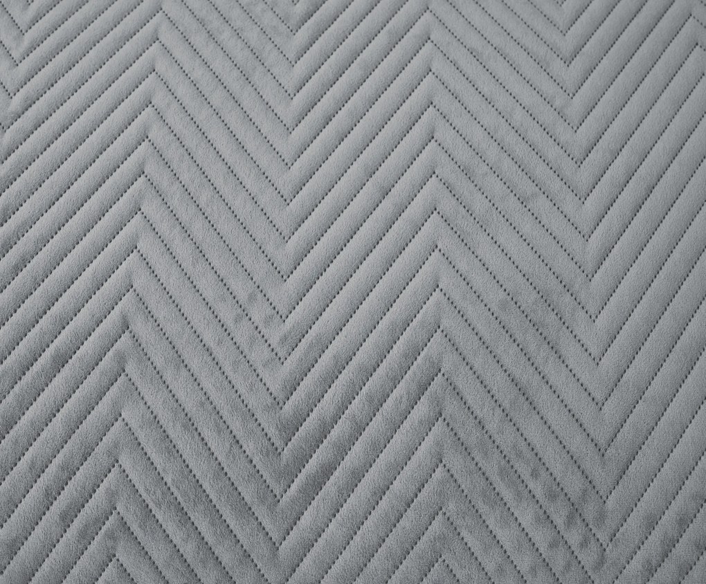 Cuvertura de pat din catifea gri cu model ARROW VELVET Dimensiune: 220 x 240 cm