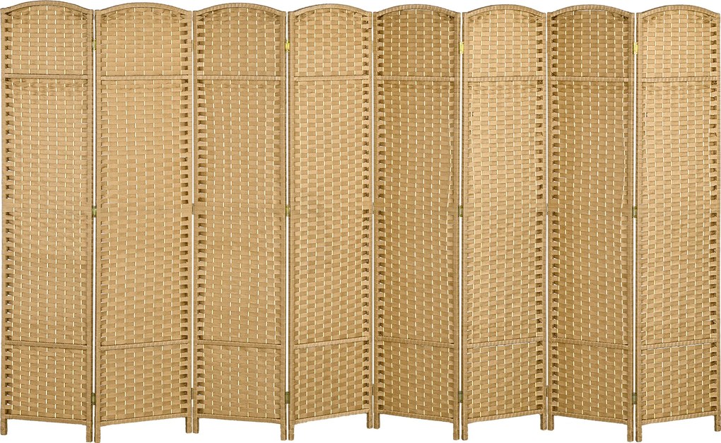 HOMCOM Separator de camere 8 părți pliabil, Divizor de spații, Divizor pentru sufragerie, Dormitor, Birou de acasă, Lemn natural | Aosom Romania