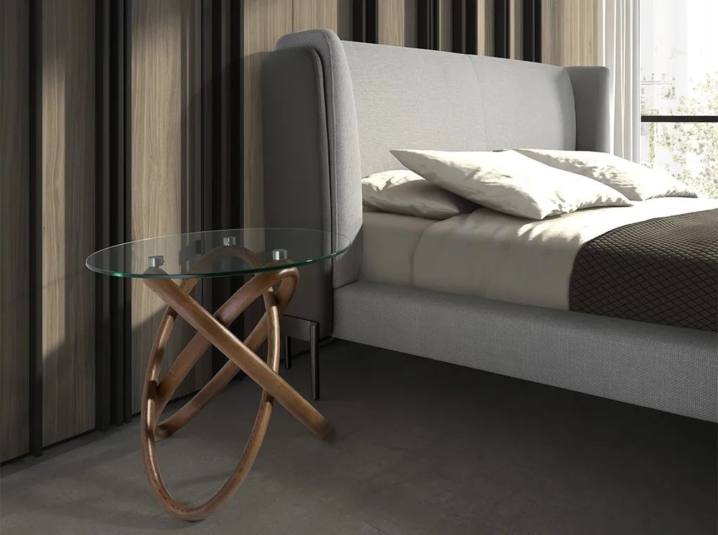 Masuta auxiliara design modern Walnut Round Corner