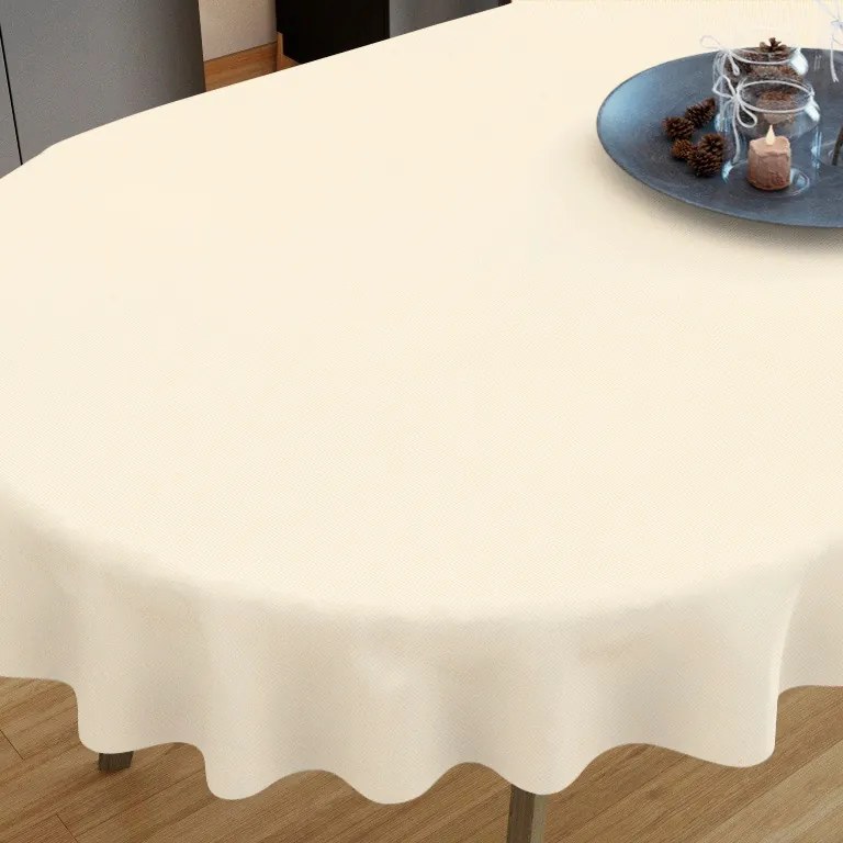 Goldea față de masă decorativă  loneta - cream - ovale 120 x 200 cm