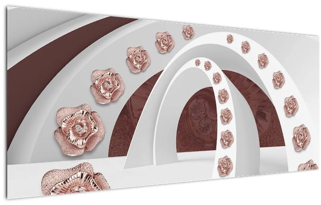 Tablou - Arcade 3D cu flori (120x50 cm)