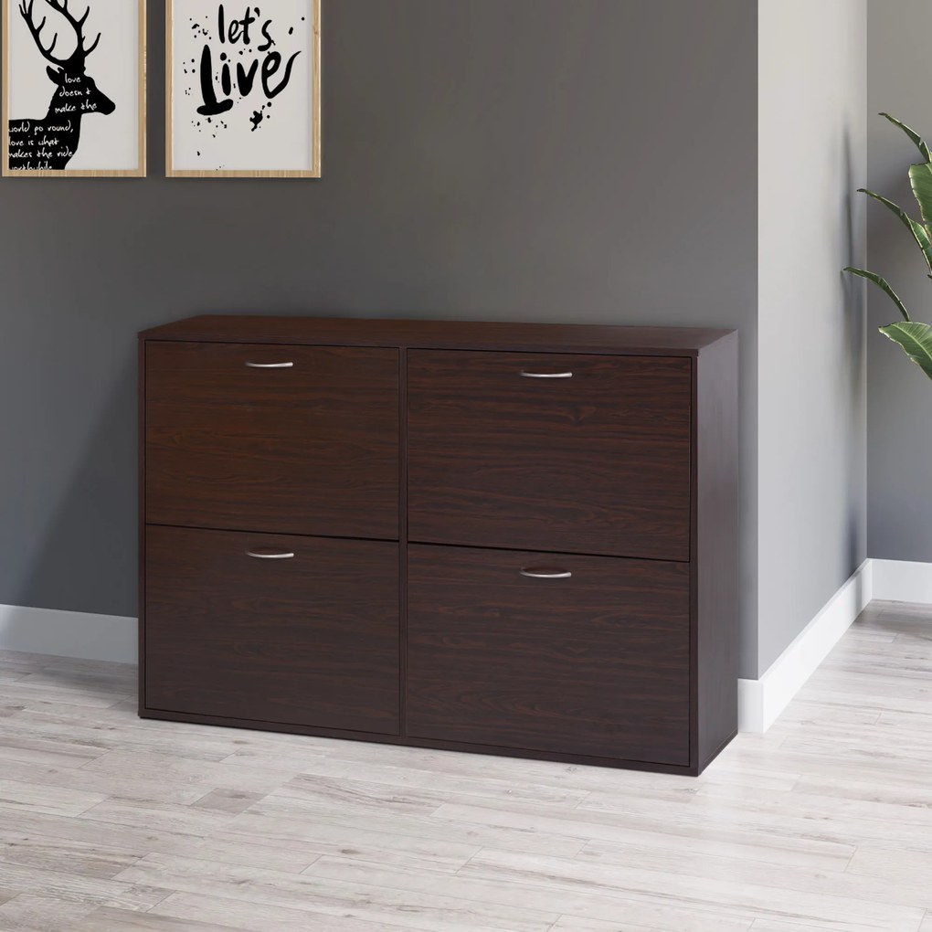 HOMCOM Pantofar cu Rafturi Reglabile din PAL, 120x24x81 cm, Maro | Aosom Romania
