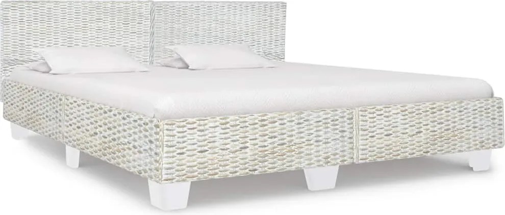 vidaXL Cadru de pat, gri, 180 x 200 cm, ratan natural